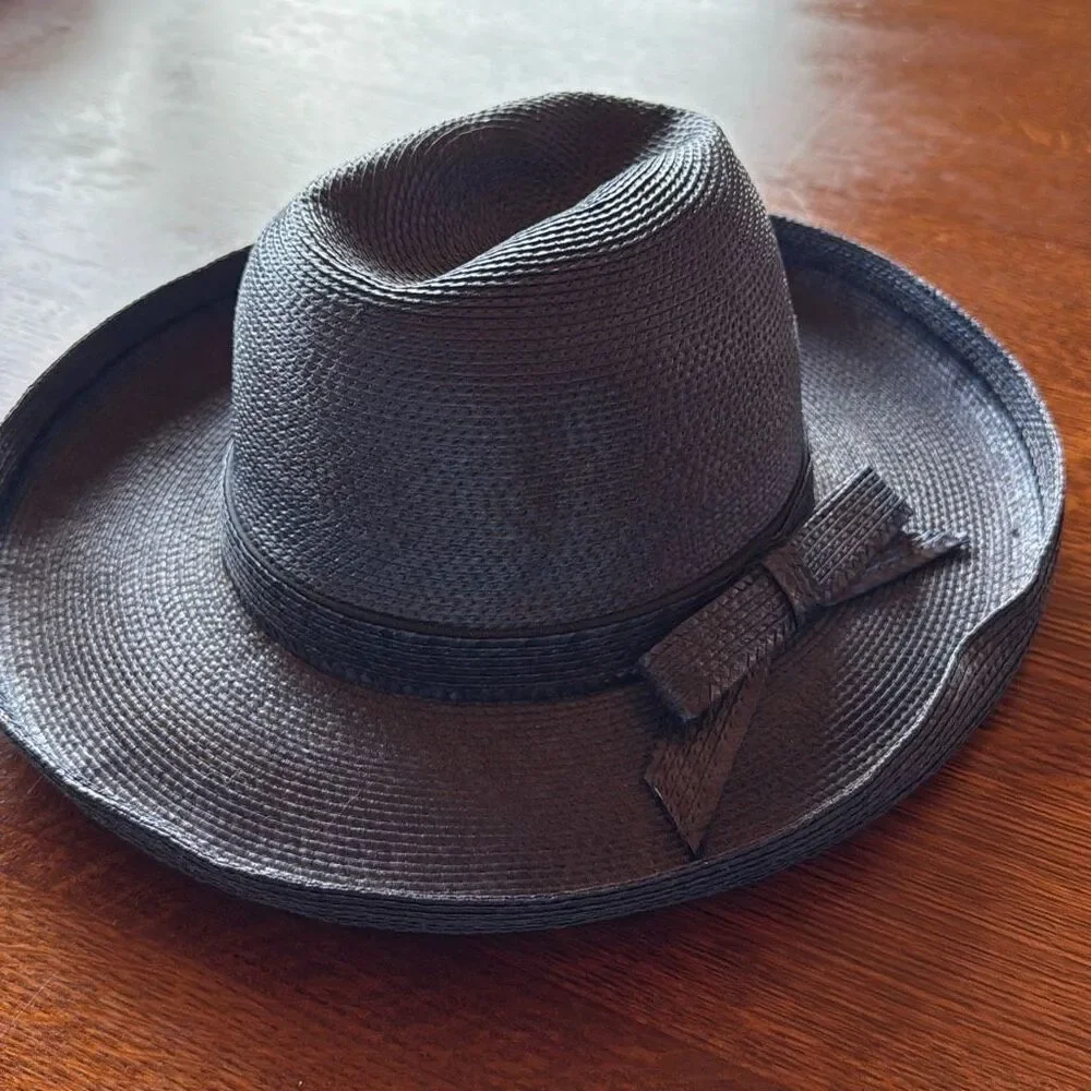 Vintage Don Anderson Blue Straw Fedora Sun Hat Women’s Size Small - Picture 8 of 13